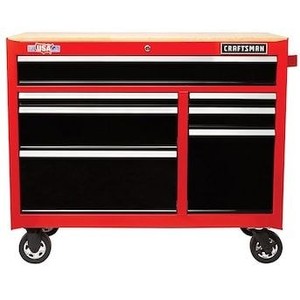 lot 2623 image: CRAFTSMAN Workbench with Drawer Liner RollTray Set, 41-Inch, 6 Drawer, Red (CMST82777RB)