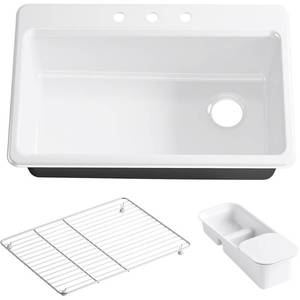 lot 2631 image: KOHLER Riverby Single-Basin Drop-In Enameled Cast Iron Kitchen Sink