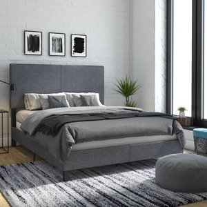 lot 2632 image: DHP Janford Upholstered Bed, Queen, Gray Linen