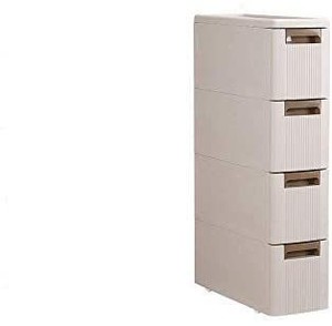lot 2647 image: Feibrand 4 Storage Drawers Rolling Cart Organizer Plastic Unit on Wheels Narrow Slim Container Cabinet for Bathroom 17.7 x 7 x 31.5 Inches