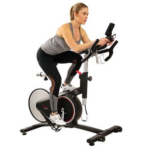 lot 2655 image: Sunny Health & Fitness Magnetic Belt Rear Drive Indoor Cycling Bike, High Weight Capacity with RPM Cadence Sensor & Pulse Rate Monitor - SF-B1709