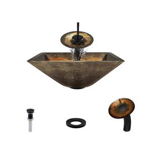 lot 2671 image: 638 Antique Bronze Waterfall Faucet Bathroom Ensemble
