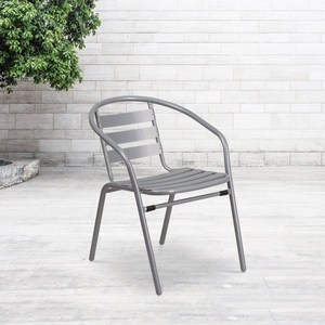 lot 2701 image: Flash Furniture Metal Restaurant Stack Chair with Aluminum Slats, Silver