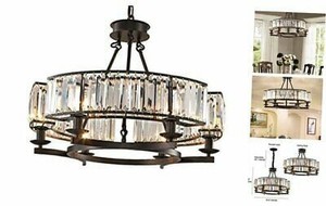 lot 2712 image: NOXARTE Luxury Round Crystal Chandelier Vintage Hanging Ceiling Light Pendant LED Dimmable Fixture for Dining Room Bedroom Black