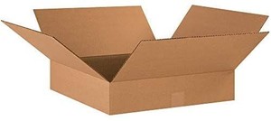 lot 2726 image: Aviditi 18184 Flat Corrugated Cardboard Box 18 L x 18 W x 4 H, Kraft, for Shipping, Packing and Moving (Pack of 25)