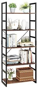lot 2743 image: Homfa Bookshelf Rack 5 Tier Vintage Bookcase Shelf Storage Organizer Modern Wood Look Accent Metal Frame Furniture Home Office