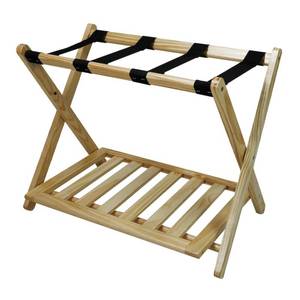 lot 2752 image: Casual Home Luggage Rack with Shelf, Natural
