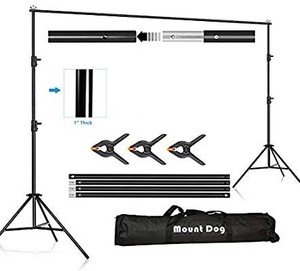 lot 2753 image: MOUNTDOG Backdrop Support Stand 10x6.5ft Adjustable Photography Studio Background Support System Kit with Carrying Bag for Photo Video Shooting