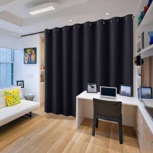 lot 2762 image: RYB HOME Extra Wide Long Curtain Privacy Office Space Divider Wall Panel, Portable Grommet Room Divider Curtain for Inside Patio Sliding Glass Door, 9 Foot Tall x 15 Foot Wide, Black, 1 Pack