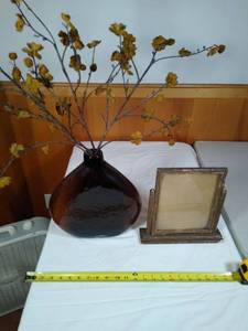 lot 67 image: Antique swivel picture frame and large vase