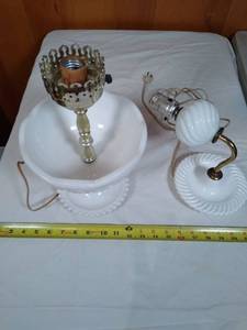 lot 72 image: Antique hobnail like lamps