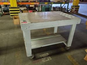 lot 5689 image: Wood Table On Casters