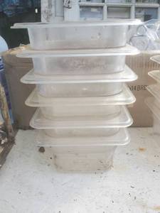 lot 8150 image: Lot of 6 NSF 1.53L 16�4 inch Clear Plastic Pans