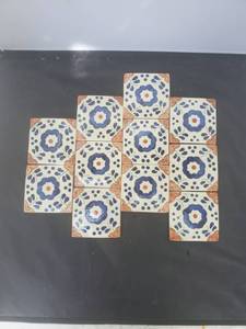 lot 8152 image: Lot of 11 Mosaic Terracota Tile Pieces