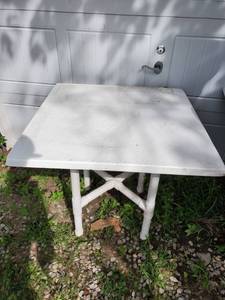 lot 8159 image: White Outdoor plastic Table with PVC Legs