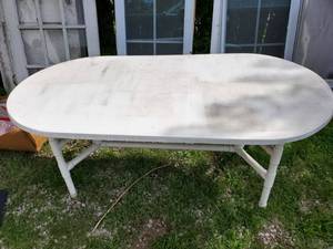 lot 8161 image: Large Oval Outside Picnic Table with PVC legs