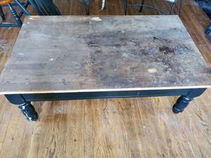 lot 8269 image: Wooden Rustic Farm Coffee Table with Drawer