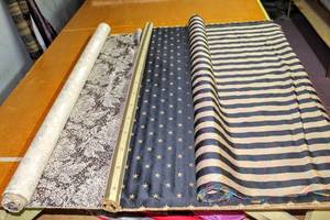 lot 6233 image: This Lot Contains (3) Decorative Reversible Rolls With Black Theme Color, and All Deep Patterns. Very High Quality Materials