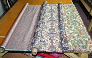 lot 6234 image: This Lot Contains (3) Decorative Reversible Rolls With Shell-Pink Rose Theme Color, and All Deep Patterns. Very High Quality Materials