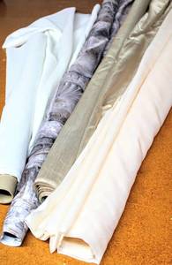 lot 6248 image: This Lot Contains (4) Sheer Rolls, Pale Pink, Multicolored Pattern , Gold, and White