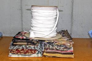 lot 6251 image: This Lot Contains Upholstery Fabric and Roll of 1632 Cotton Piping