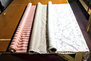 lot 6228 image: This Lot Contains (3) Gorgeous Rolls of PinksFloralsYellow Sheens York and Interior Fabric Designs, Home Decor Fabric 56 Rolls
