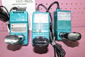 lot 6291 image: This Lot Contains (3) Makita Cordless Driver Drill Chargers and Batteries (No Drills Included) DC7010, DC7100, DC9700A