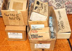 lot 6296 image: This Lot Contains Several Boxes of Brackets, Rings, Screws, Hooks, Mollys and more...