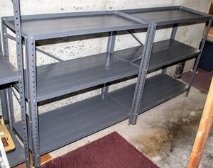 lot 6297 image: (2) 3 Shelf Metal Shelving Units 36 Tall x 36 Wide x 15 Deep