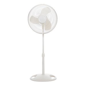 lot 86007 image: Lasko 16in Oscillating Pedestal Stand 3-Speed Fan, Model #S16200, White