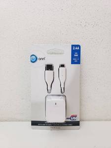 lot 86020 image: onn. USB Wall Charger with USB to USB-C 2.0 Sync & Charge Cable, White