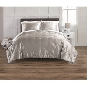 lot 86022 image: Better Homes and Gardens 3-Piece FullQueen Silver Velvet Pintuck Comforter Set