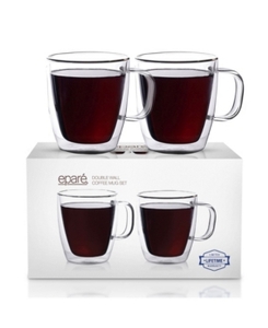 lot 86089 image: Epare Coffee Mugs - Clear Glass Double Wall Cup Set