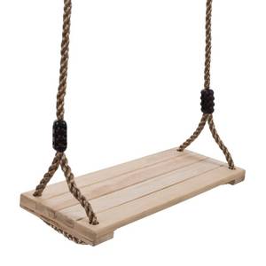 lot 86105 image: Wooden Swing, Outdoor Flat Bench Seat with Adjustable Nylon Hanging Rope for Kids