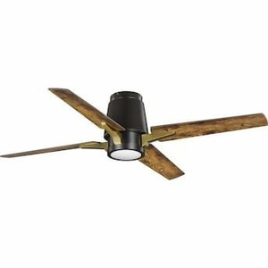 lot 86115 image: Progress Lighting Lindale 52-in Bronze Indoor Flush Mount Ceiling Fan