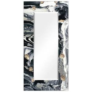 lot 86120 image: Ebony & Ivory Abstract Rectangular Beveled Wall Mirror on Free Floating Glass