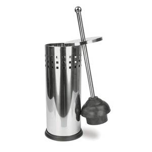 lot 86123 image: Home Basics Brushed Stainless Steel Toilet Plunger