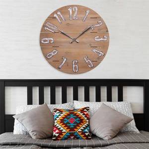 lot 86134 image: La Crosse Technology La Crosse Clock 23.5 Inch Round Rustic Wood Quartz Wall Clock