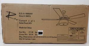 lot 86148 image: River of Goods 52in Shabby Bronzed Farmhouse LED Ceiling Fan with Light