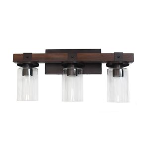 lot 86174 image: Elegant Designs Industrial Rustic Lantern Restored Wood Look 3 Light Bath Vanity