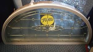 lot 80 image: Pella Francesca circle top leaded decorative glass entryway top piece