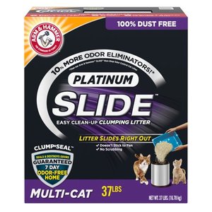 lot 111 image: Arm & Hammer Platinum SLIDE Easy Clean-Up Clumping Cat Litter, Multi-Cat, 37 lbs