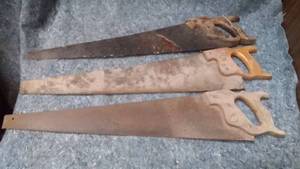 lot 578 image: Three Vintage Hand Saws