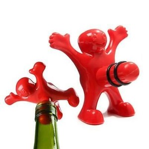 lot 586 image: 2 Pack Funny Red Man Wine Stopper Novelty Bottle Stopper Wine Corker