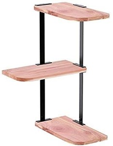 lot 606 image: Love-KANKEI Corner Shelf Wall Mount of 3 Tier Rustic Wood Floating Shelves for Bedroom Living Room Bathroom Kitchen Office and More