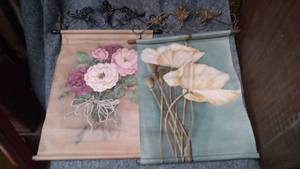 lot 613 image: Pair of Decorative Floral Hanging Banners