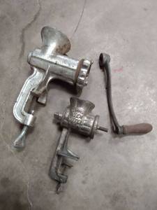 lot 667 image: Two Vintage Meat Grinder Parts