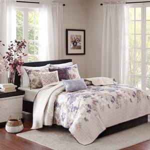lot 2812 image: Home Essence Willow 6 Piece Reversible Printed Coverlet Bedding Set