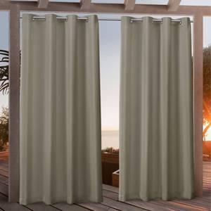 lot 2822 image: 84x54 Canvas Grommet Top Light Filtering Window Curtain Panels Khaki - Nicole Miller