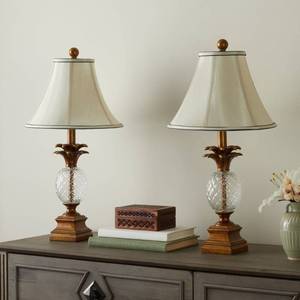 lot 2857 image: Abbyson Living Alexandra Antiqued Gold Pineapple Table Lamps, Gold, Set of 2